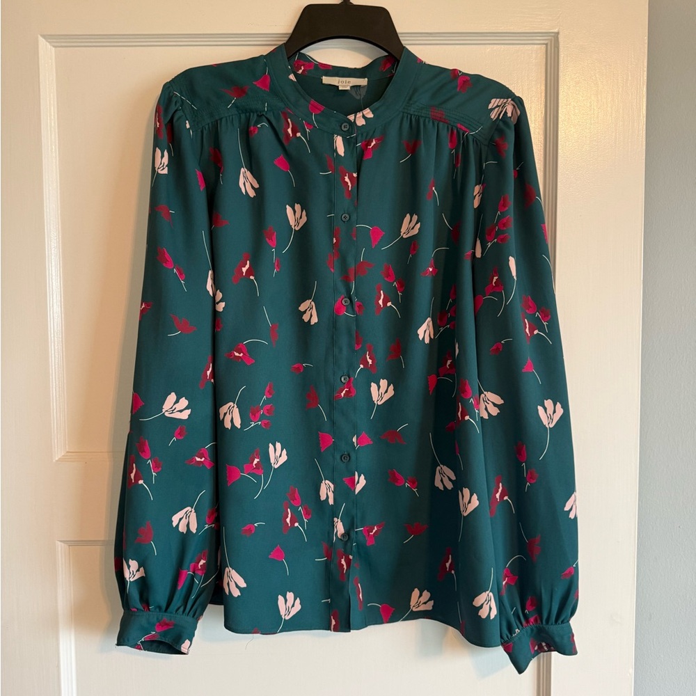 Joie Teal Floral Blouse
